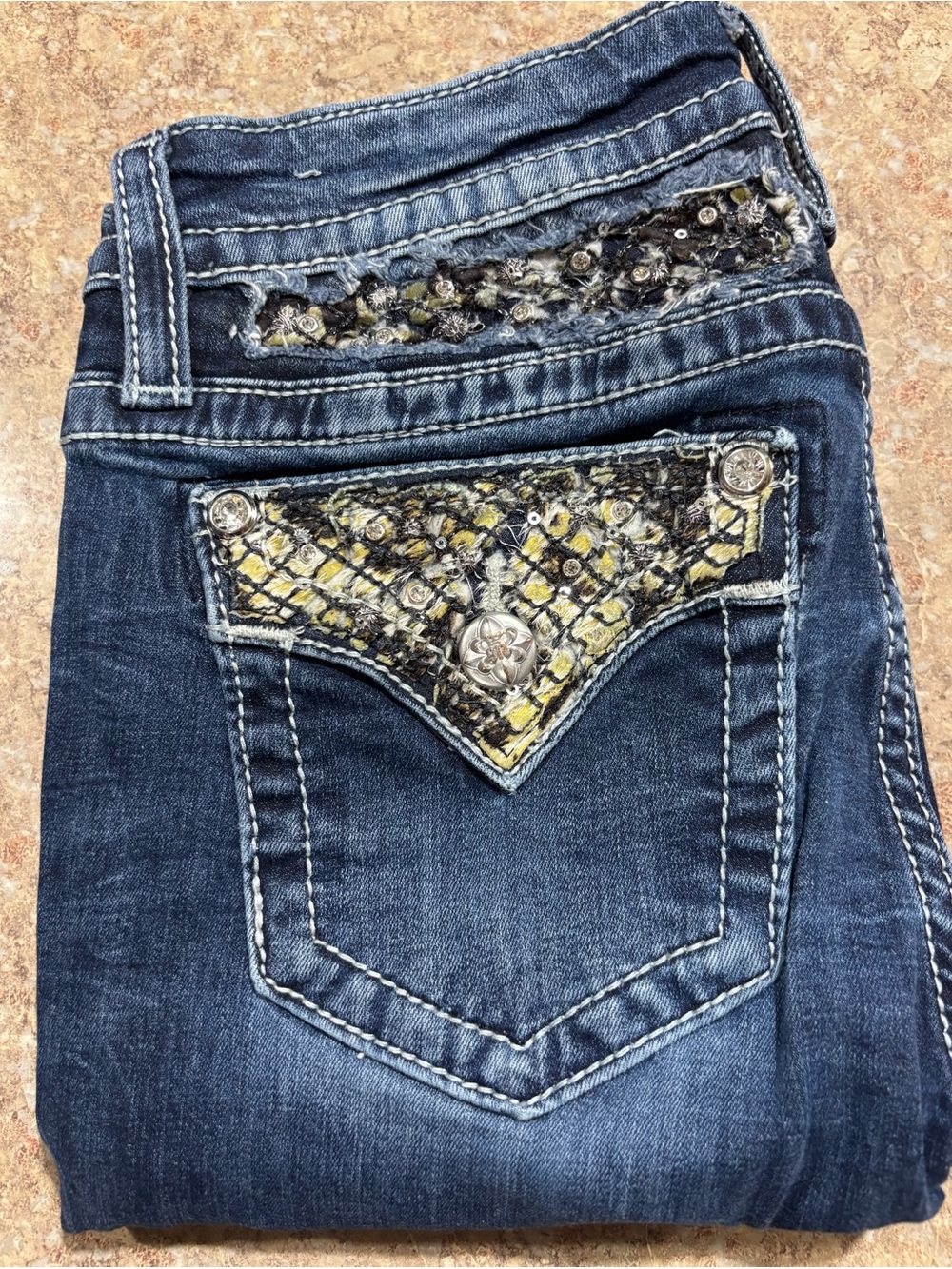 Miss Me Women's Dark Blue Embellished Pocket Jeans